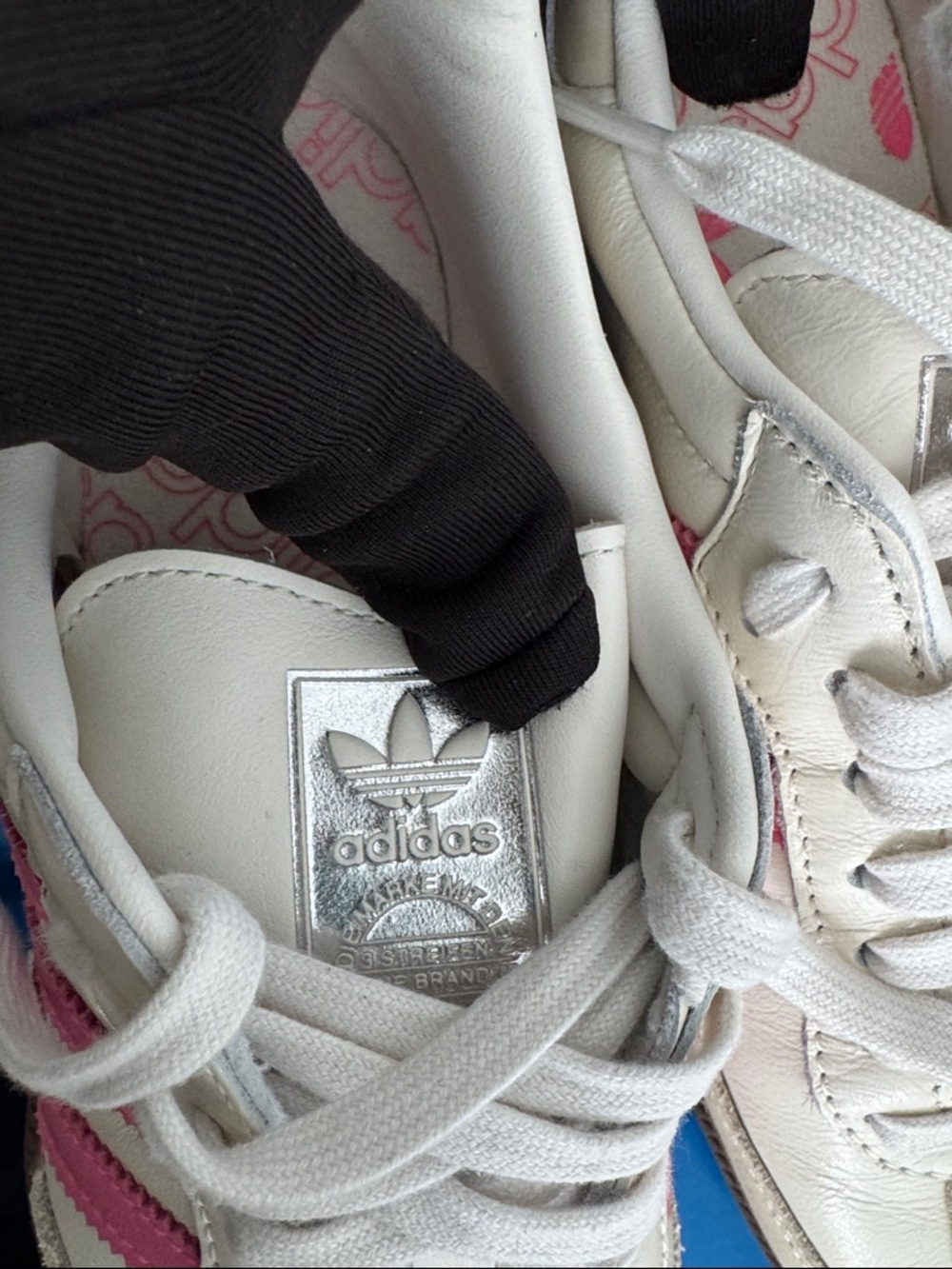 Womens Adidas Samba OG W Cream with Pink Stripes and Brown Sole - Picture 8 of 11